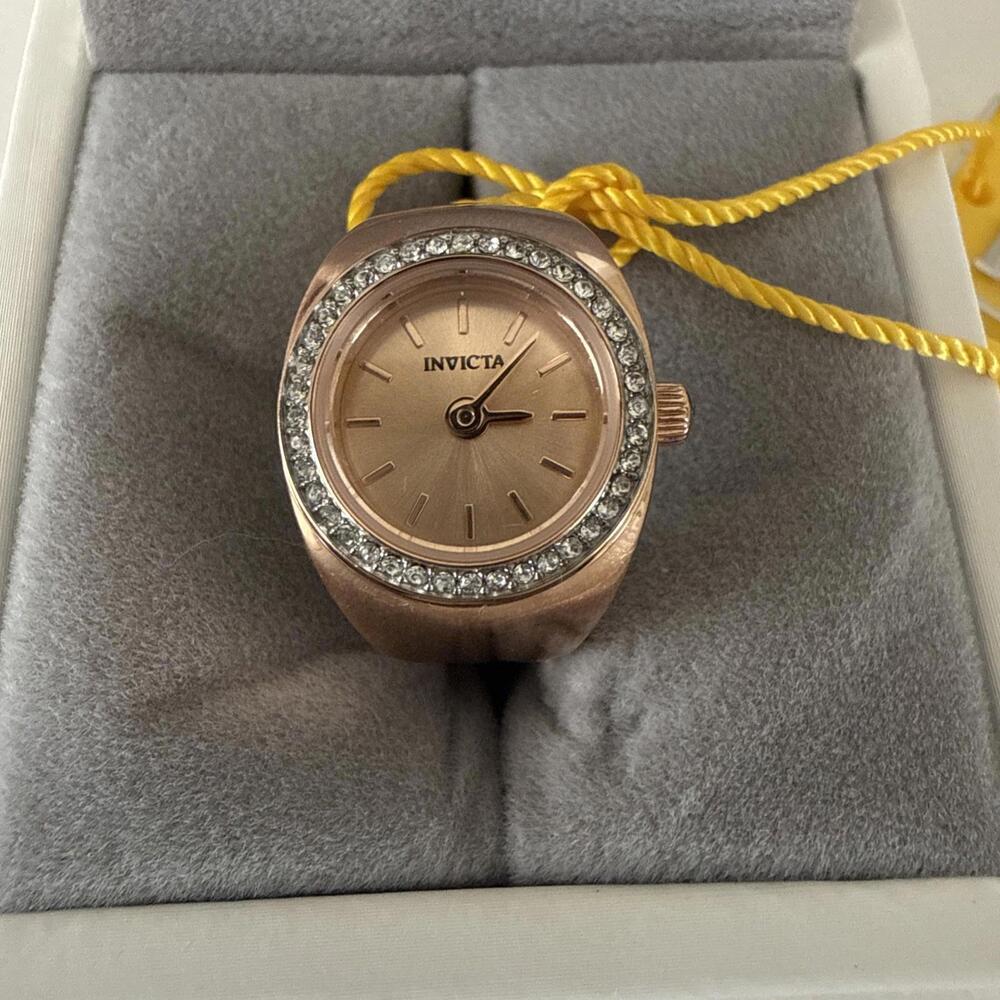 Invicta Mini Angel Women's Ring Watch  16.5mm Rose Gold 48945 Crystal Bezel